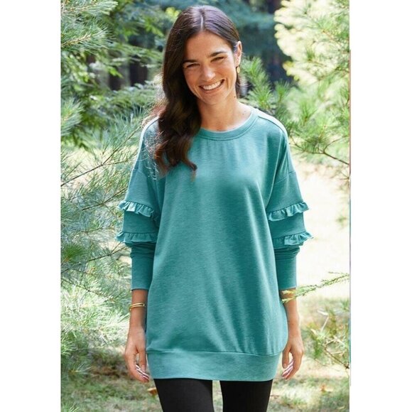 Matilda Jane Wonderment Our Song Sweatshirt Size XS Ruffle French Terry Crew - Picture 7 of 9